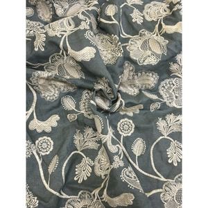 1.5 Yds Antique Blue Heavy Cotton With Embroidered Beautiful